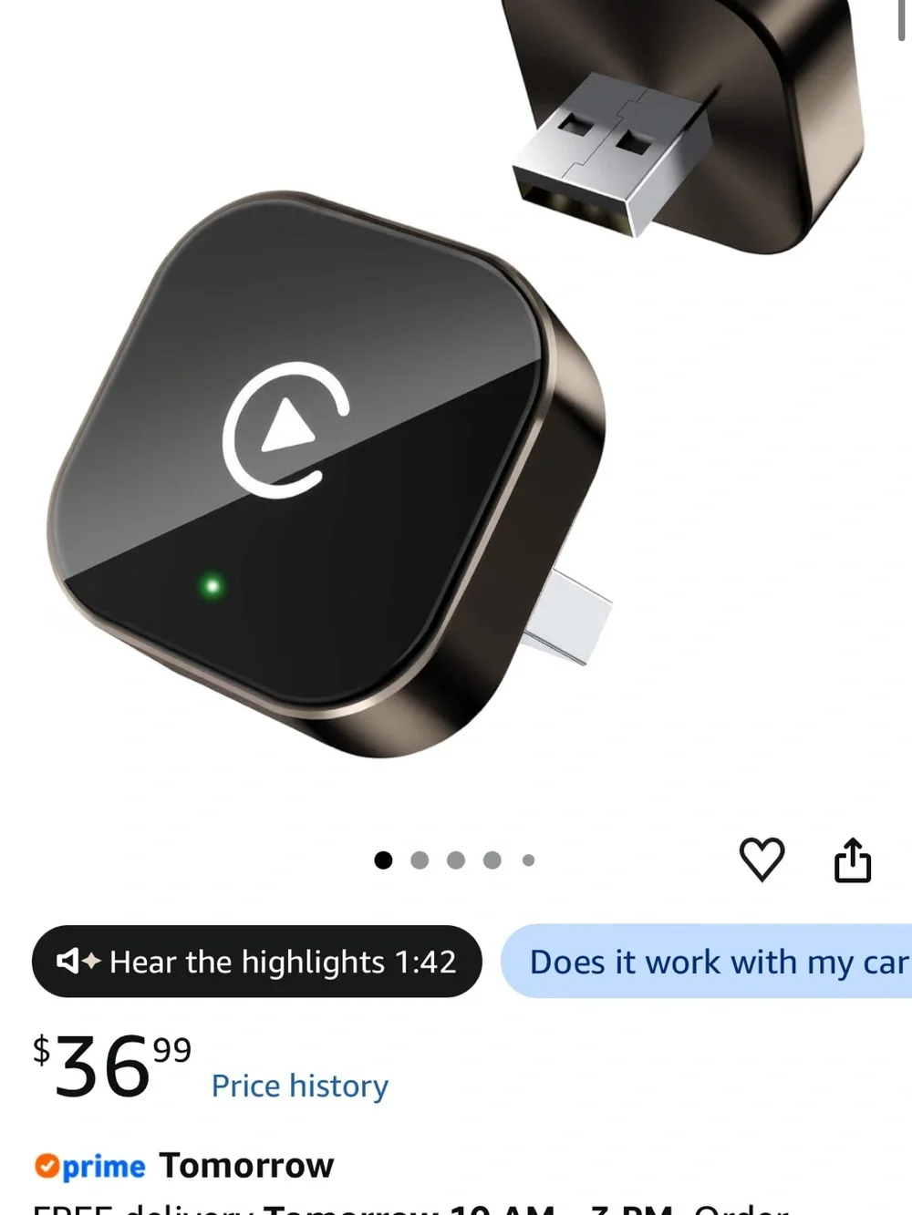 Wireless CarPlay Adapter for iPhone & Android — Black